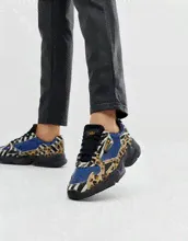 Кроссовки с контрастными леопардовыми принтами adidas Originals Falcon-Бeлый