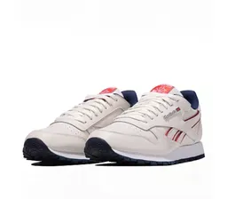 Кроссовки reebok classic classic leather mu (Цвет chalk-navy-red-white)